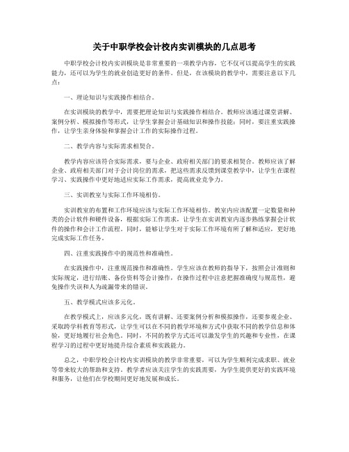 关于中职学校会计校内实训模块的几点思考