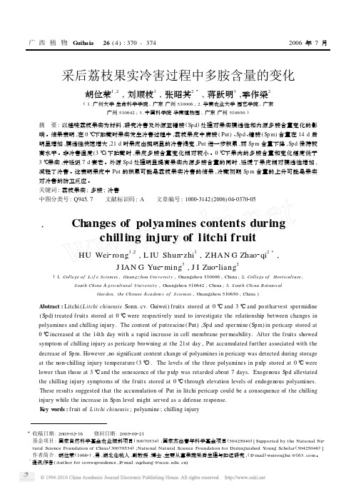 采后荔枝果实冷害过程中多胺含量的变化