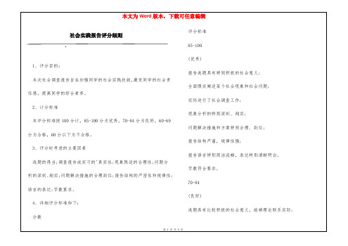 社会实践报告评分细则