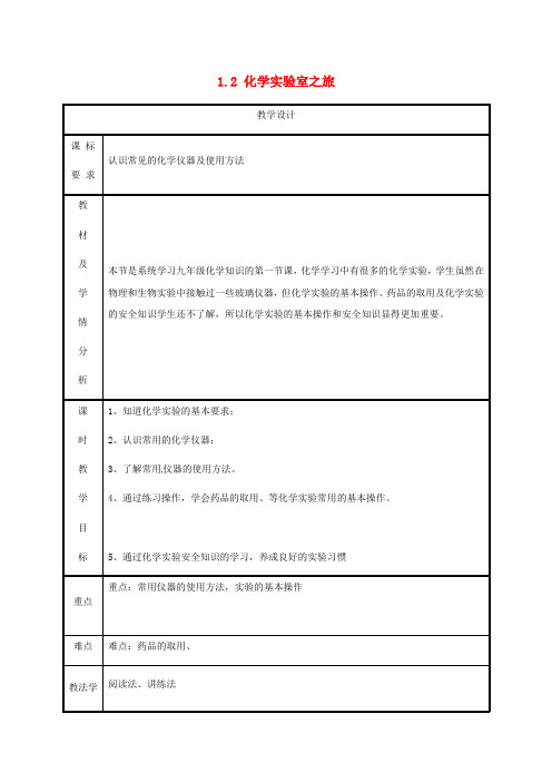 粤教版化学-九年级上册第1章大家都来学化学1.2化学实验室之旅教案