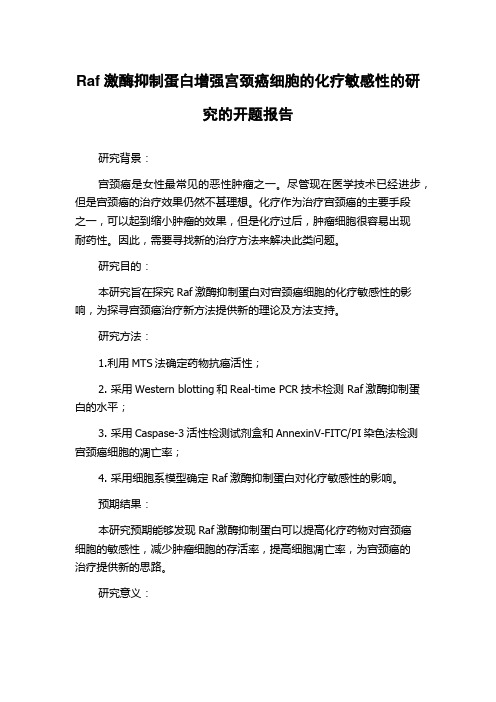 Raf激酶抑制蛋白增强宫颈癌细胞的化疗敏感性的研究的开题报告