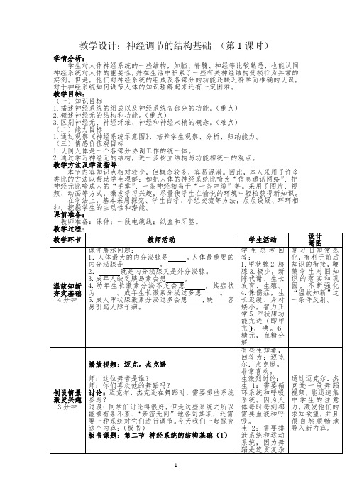 神经调节的结构基础公开课教案教学设计