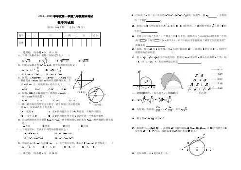 2013年九年数学期末考卷(含答案)