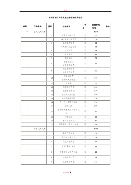 消防产品质量监督检验收费标准