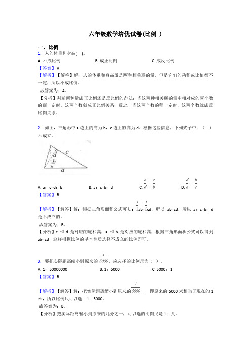 六年级数学培优试卷(比例 )