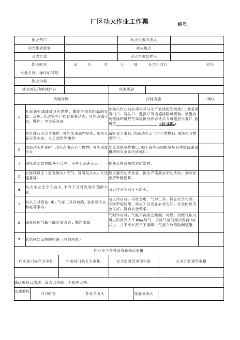 64.厂区动火作业工作票(修)