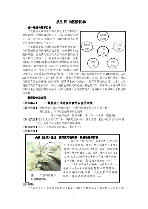 高中化学《二氧化硫的性质》教学设计及案例