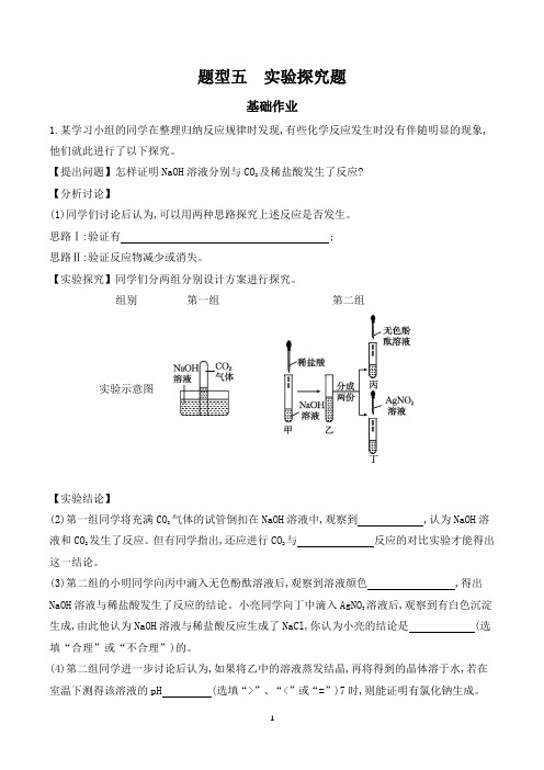 2024年中考化学总复习 特色专题专训 题型五 实验探究题 (含解析)