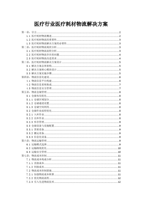 医疗行业医疗耗材物流解决方案