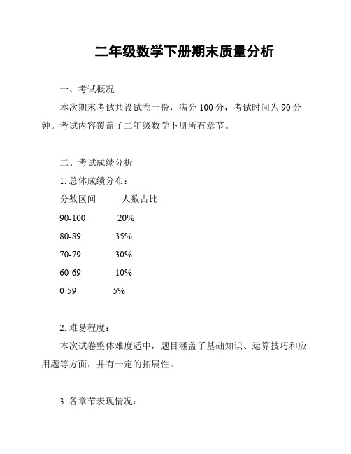 二年级数学下册期末质量分析