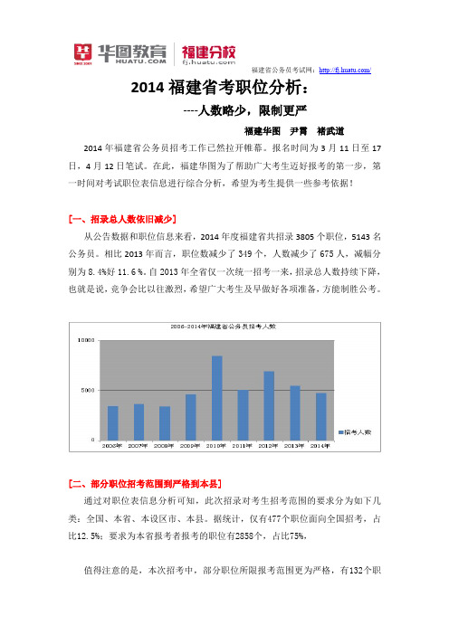 2014年福建省公务员考试职位表分析