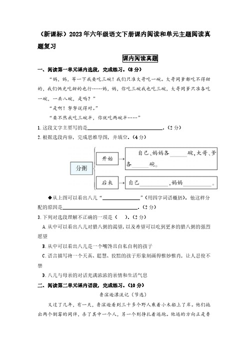 (新课标)专题07 课内阅读和单元主题阅读真题复习-2022-2023学年六年级语文下册(部编版)