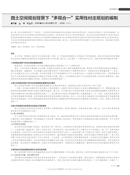 国土空间规划背景下“多规合一”实用性村庄规划的编制