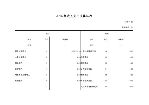 2016年收入支出决算总表