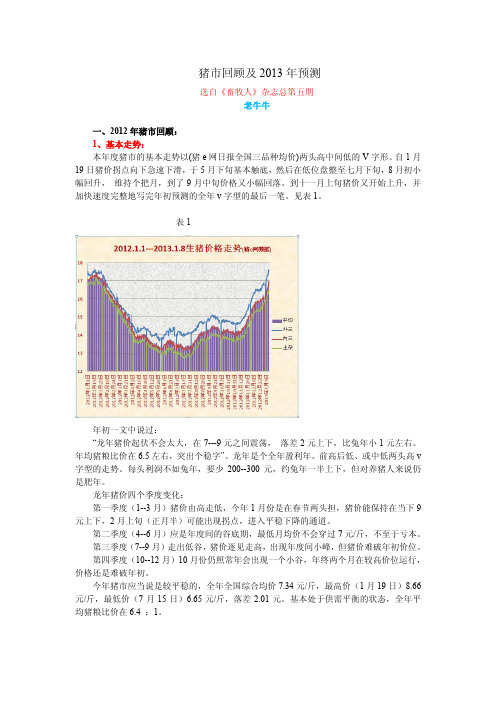 2012年猪市回顾及2013年预测