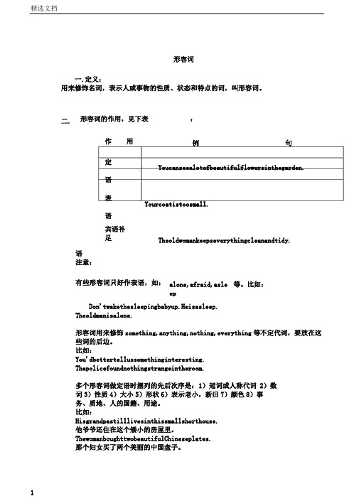 最全初中英语语法之形容词副词教