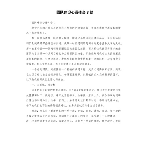 团队建设心得体会3篇