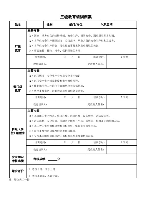 3-1.三级安全教育培训档案