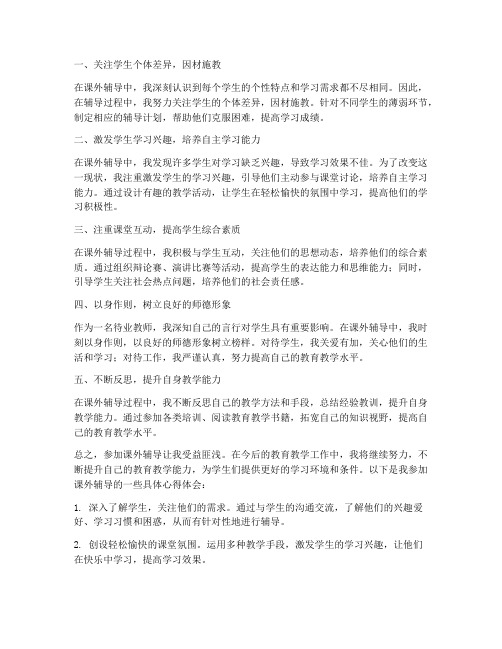 待业教师课外辅导心得体会