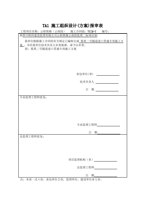 隧道贯通方案专项施工方案