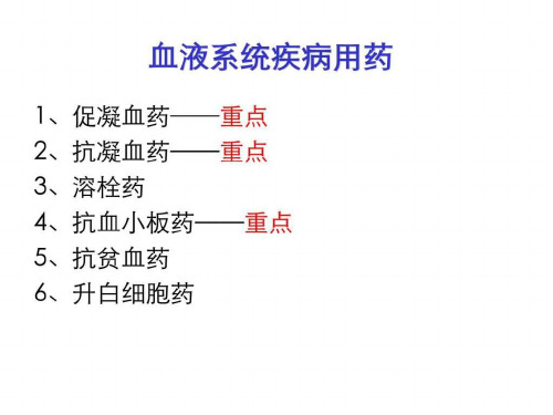 血液系统疾病用药