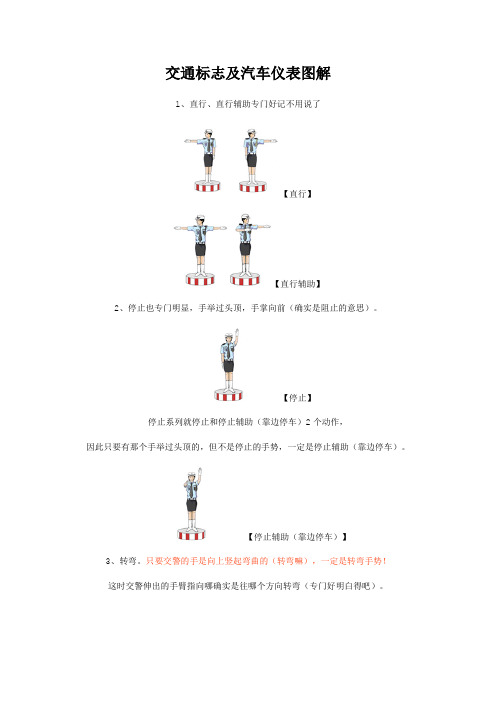 交通标志及汽车仪表图解