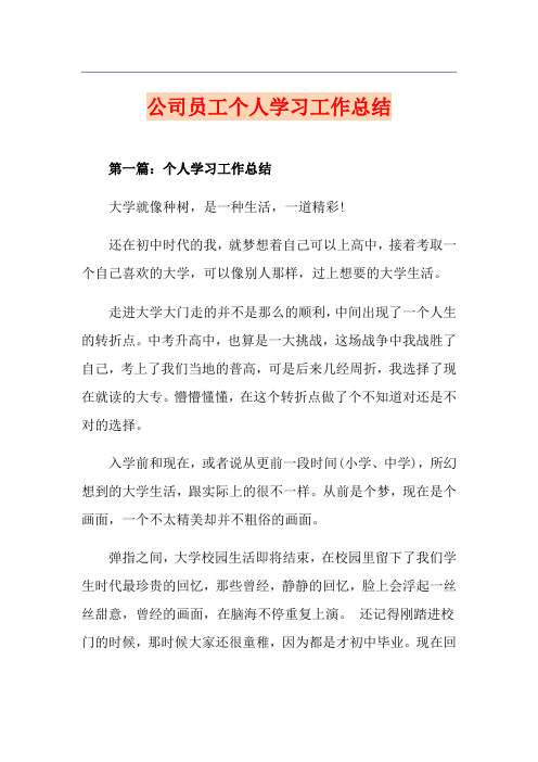 公司员工个人学习工作总结