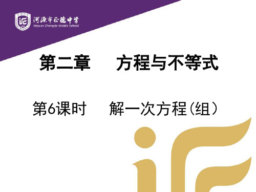 广东省河源市正德中学九年级数学总复习课件：解一次方程(组)(共13张PPT)