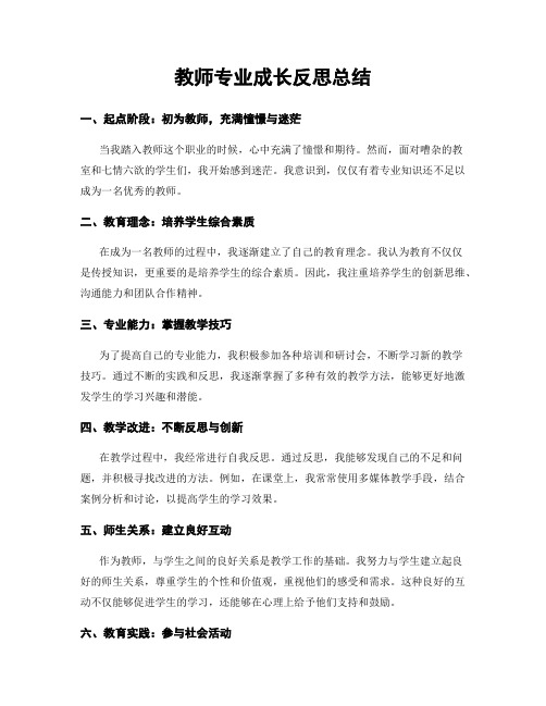 教师专业成长反思总结