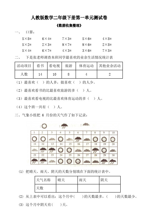 小学数学二年级下册单元试卷(第1-9单元完整)最新版