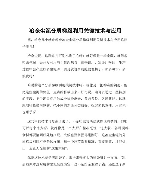 冶金尘泥分质梯级利用关键技术与应用