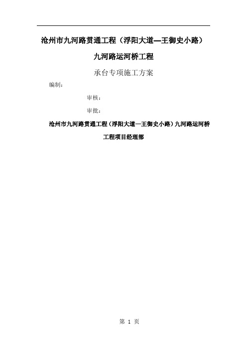 沧州市九河路贯通工程运河桥承台施工方案共33页文档