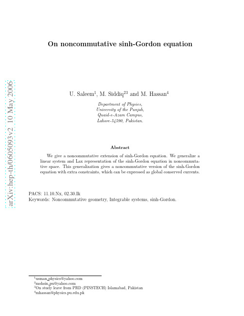 On non commutative sinh-Gordon Equation