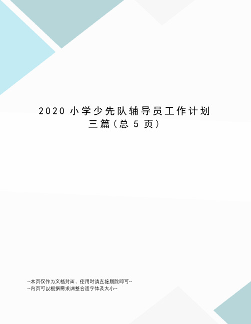 2020小学少先队辅导员工作计划三篇