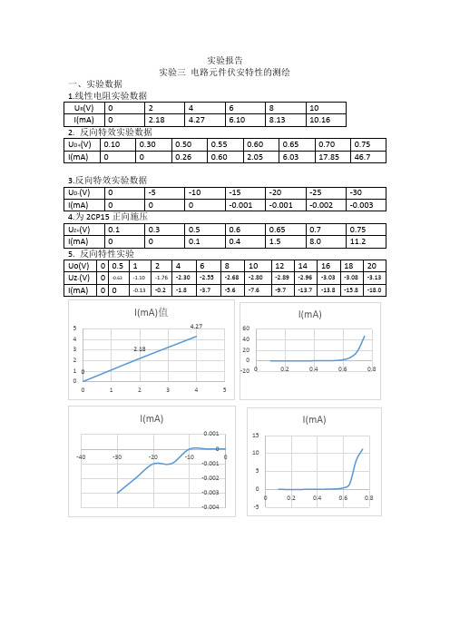 实验报告3伏安特性