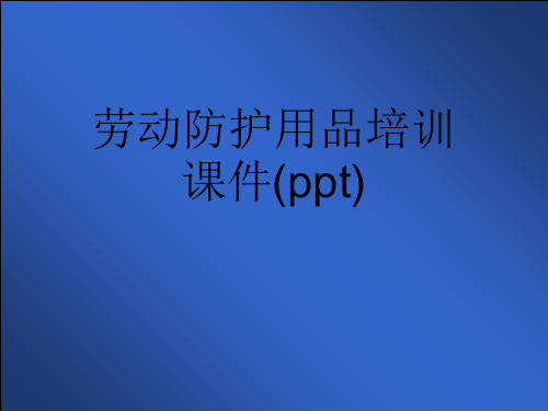 劳动防护用品培训课件(ppt)