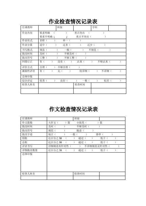 作业检查情况记录表