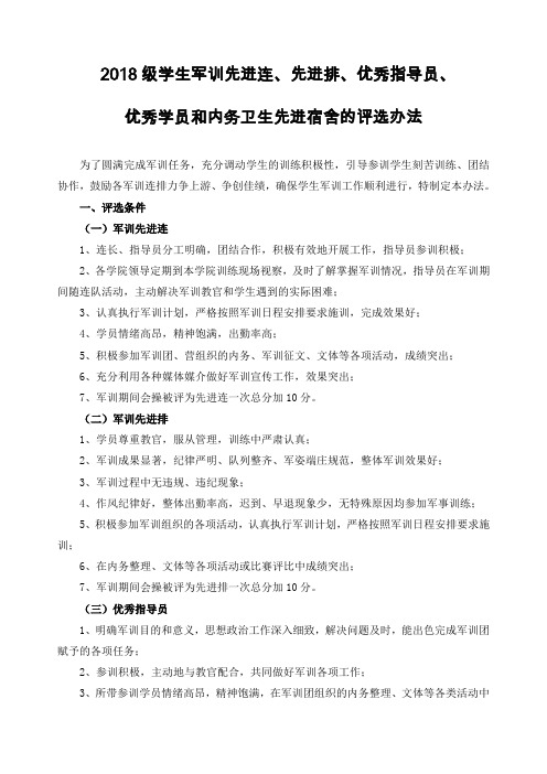 山东理工大学学生军训先进排和优秀学员评选办法