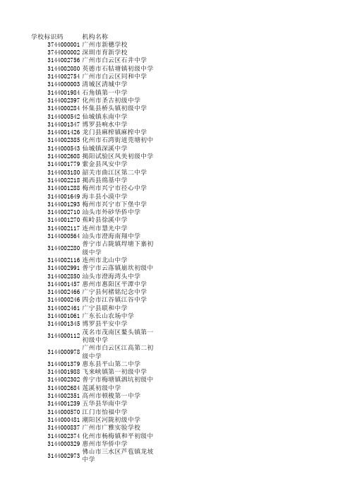 广东省各个学校标识码(全)