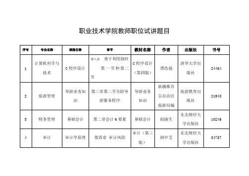 职业技术学院教师职位试讲题目