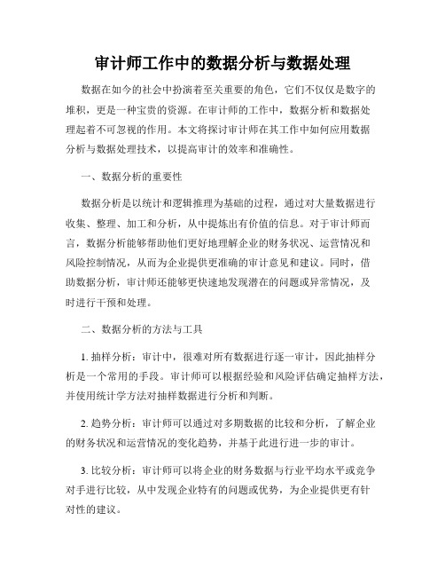 审计师工作中的数据分析与数据处理