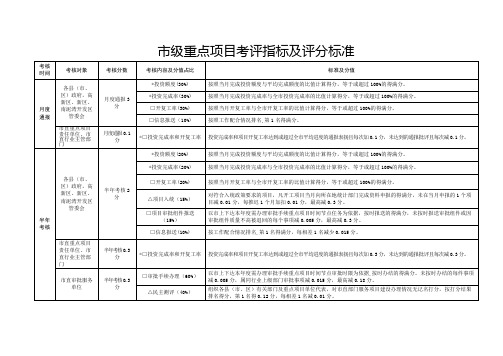 市级重点项目考评指标及评分标准【模板】