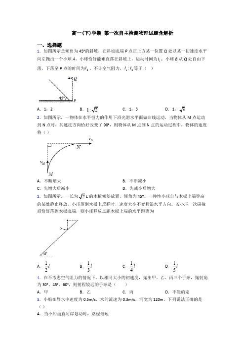 高一(下)学期 第一次自主检测物理试题含解析