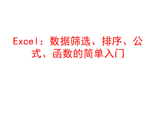 Excel：数据筛选、排序、公式、函数的简单入门