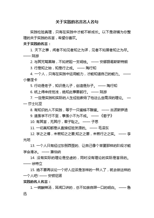 关于实践的名言名人名句