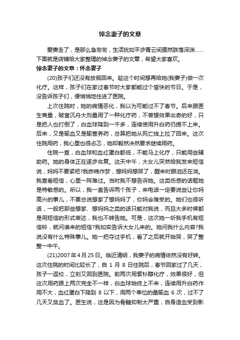 悼念妻子的文章