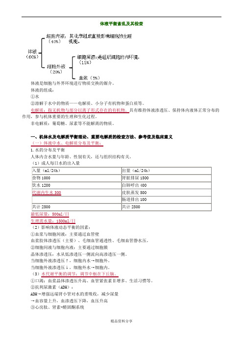 初级检验士考试临床化学讲义第6章体液平衡紊乱及其检查