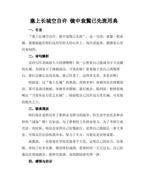 塞上长城空自许 镜中衰鬓已先斑用典