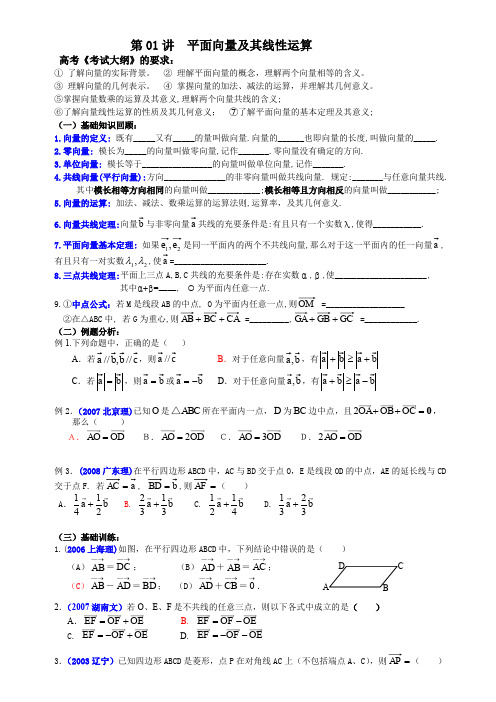 人教A版高中数学必修四人教平面向量的线性运算教案(1)