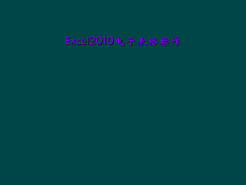 Excel2010电子表格操作